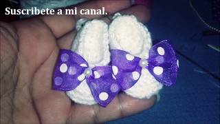 Recuerdos para baby shower tejidos en crochet paso a paso Zapatitos [upl. by Etterrag]