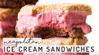 Neapolitan Ice Cream Sandwiches  Vegan Paleo NoBake [upl. by Seaman]