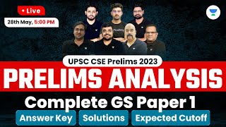 UPSC CSE 2023  Prelims Analysis  GS Paper 1  Answer Key Solutions and Expected Cutoff [upl. by Grimona840]