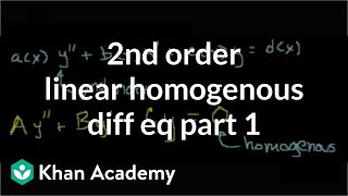 2nd order linear homogeneous differential equations 1  Khan Academy [upl. by Bartosch529]