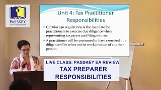 PassKey EA REVIEW LIVE CLASS Part 3 TAX PREPARER RESPONSIBILITIES 2017 [upl. by Enner]