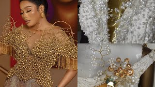 DIY 3D RHINESTONE APPLIQUE  PEARL BEADS ON DRESSES [upl. by Bastien]