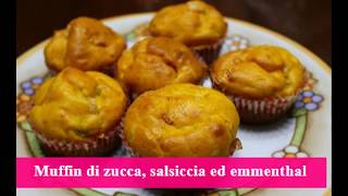 Muffin alla zucca con salsiccia ed emmenthal ideali per Halloween [upl. by Ettolrahs772]