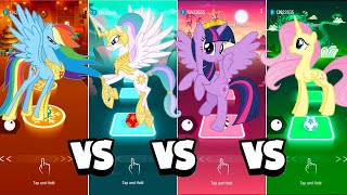 🦄 Rainbow Dash Vs Princess Celesita Vs Twilight sparkle Vs Fluttershy Song Tiles Hop EDM Rush 😍 [upl. by Halian]