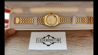 ZENITH AUTOMATIC 18k 750 gold  BOX watch review [upl. by Elleirol849]