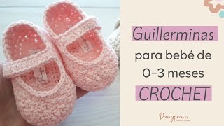 COMO TEJER UNAS GUILLERMINAS ZAPATITOS DE BEBE A CROCHET TALLA 03 MESES [upl. by Knowle711]