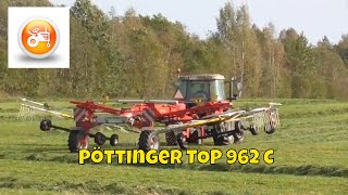 Silage 2018  Pöttinger TOP 962 C rake amp Massey Ferguson 5455 in action [upl. by Nollaf]