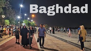 Baghdad night walk in Abu Nawas Street  Iraq 2023 [upl. by Milzie]