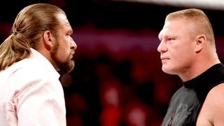 Triple H amp Brock Lesnar sign the contract for SummerSlam Raw August 13 2012 [upl. by Malia]