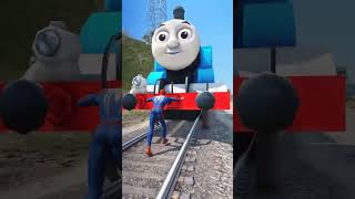 GTAV SPIDERMAN SAVING FRANKLIN FROM THOMAS THE TRAIN shorts [upl. by Rebmyt359]