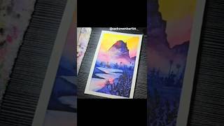 Watercolor painting 25 cansonpaper watercolorpainting 2024 pentel landscape satisfying art [upl. by Magdala]