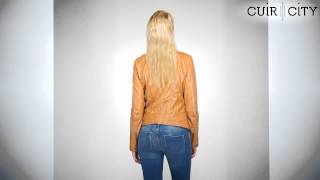 Blouson Cuir Zippé Femme Oakwood  Marina 2 Cognac [upl. by Ordway]