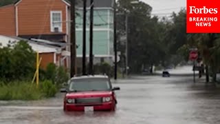 Tropical Storm Debby Brings Heavy Flooding To Downtown Charleston South Carolina [upl. by Levinson]