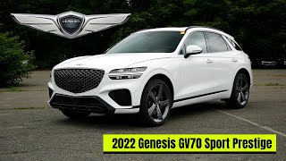 First Look At The 2022 Genesis GV70 Sport Prestige  Walk Around and Test Drive [upl. by Mauralia]