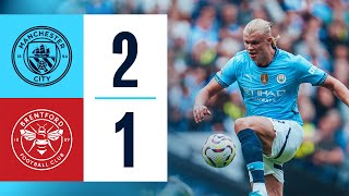 Highlights Man City 21 Brentford  Haaland stings the Bees with decisive winning double [upl. by Inaffyt]