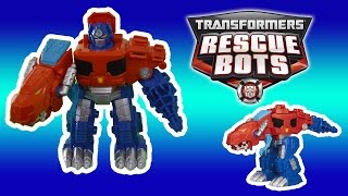 Transformers Rescue Bots Optimus Prime Dinobots transformation primal stop motion dino toys video [upl. by Llerraj]