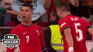 Cristiano Ronaldo scores gamewinning goal in 88 against Scotland  UEFA Nations League [upl. by Luelle772]