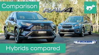 Toyota RAV4 Hybrid vs Subaru Forester Hybrid 2020 comparison review [upl. by Ahsienauq]