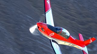 Swiss Air Force Pilatus PC7 Turbo Trainer  AXALP 2022 Fliegerschiessen [upl. by Nodyl]