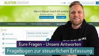 Elster online QampA Fragebogen zur steuerlichen Erfassung steuerfrage [upl. by Kiah]