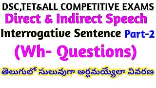 Directamp Indirect SpeechWh questions Interrogative Sentences englisg grammar [upl. by Ursi]