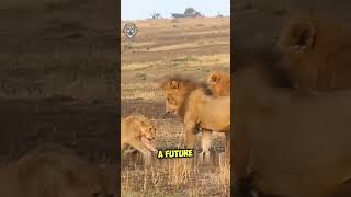 A lone lioness fiercely stands her ground against two males wildlife animals lions wildanimals [upl. by Leynad]