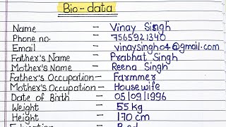 How to write biodataResume  Biodata format  Biodata kaise banaye  BIOData बनाना सीखे [upl. by Hasty]