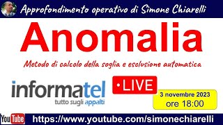 Anomalia negli appalti metodo di calcolo  Chiarelli  webinar gratuito con INFORMATEL [upl. by Colt]