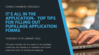 “It’s all in the application” Coram Chambers pupillage webinar [upl. by Bryn]