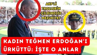 AKPLİ TROLLERİN ÇILDIRDIĞI ASKERİ MEZUNİYET Kadın teğmenin selamı Erdoğanı ürküttü İşte o anlar [upl. by Olocin]