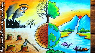 save environment drawingair pollutionearth dayenvironment day poster painting [upl. by Nosreme]