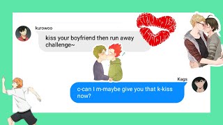 quotKiss Him Then RunawayquotTops challengeHaikyuu Texts  KageHina TsukiYama SemiShira UshiTen  1 [upl. by Liuqnoj]