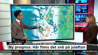 Senaste julvädersprognosen med snörapport  Nyheterna TV4 [upl. by Yrogreg389]