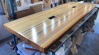 10FT LONG CONFERENCE TABLE MADE OUT OF SKATEBOARDS [upl. by Nelubez]