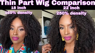 New Kinkier Thin Part Wig Texture Jennifer 180 Density amp 250 Density Comparison [upl. by Itsyrc523]