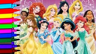 Disney Coloring Page Compilation MLP Anna Elsa Cinderrella Ariel Rapunzel Snow White Jasmine Aurora [upl. by Tatiania]