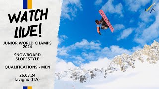 LIVE World Junior Champs 2024 Livigno SB Slopestyle  Qualifications Men 0930 CET [upl. by Elisee]