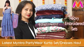 Myntra PartyWear Wear Haul Myntra EmbroideryKurtiKurta SetDresses Haul Ranjana R [upl. by Muirhead280]