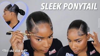 HOW TO  SLEEK PONYTAIL WITH BRAIDING HAIR sleekpontail natural ponytail  Eva Williams [upl. by Anuat23]