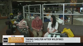 Maui residents take shelter at airport in Kahului after wildfires [upl. by Nailil747]