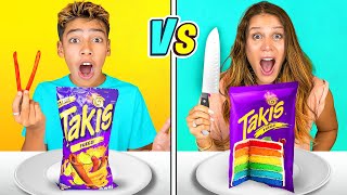 REAL Vs CAKE Challenge DELICIOUS [upl. by Htrap]