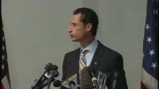 Anthony Weiner Press Conference Resignation Met With Lewd Heckles 061611 [upl. by Jadwiga]