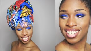 Comment faire un Smoky eyes bleu  Maquillage Peau noire [upl. by Farika138]