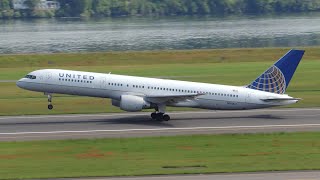 United Airlines Boeing 757200 N562UA takeoff from PDX [upl. by Merideth]