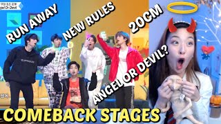 TXT COMEBACK STAGES Run Away 20cm Angel or Devil New Rules REACTION  Tomorrow x Together [upl. by Nahpos]