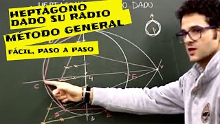 Geom plana heptágono de radio dado metodo general [upl. by Ahseiyt686]