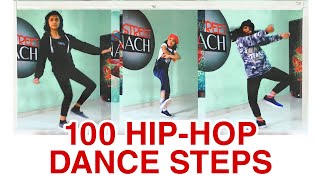 100 HIPHOP DANCE STEPS  All hiphop dance basics foundations steps  with names [upl. by Eniluqcaj]