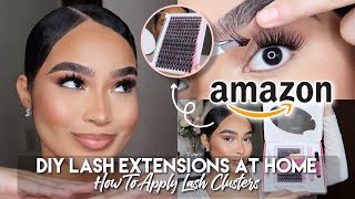 Calailis DIY Lash Extensions AT HOME  AMAZON INDIVIDUAL LASH CLUSTERS KIT TUTORIAL [upl. by Qirat10]