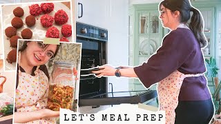 Postpartum Meal Prep 🍝 Freezer Meals Snacks Kimchi 👩🏻‍🍳 Kitchen Vlog [upl. by Enuj]