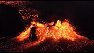 Vigorous lava fountaining from new vents in Halema‘uma‘u Kīlauea volcano — June 7 2023 [upl. by Kong]